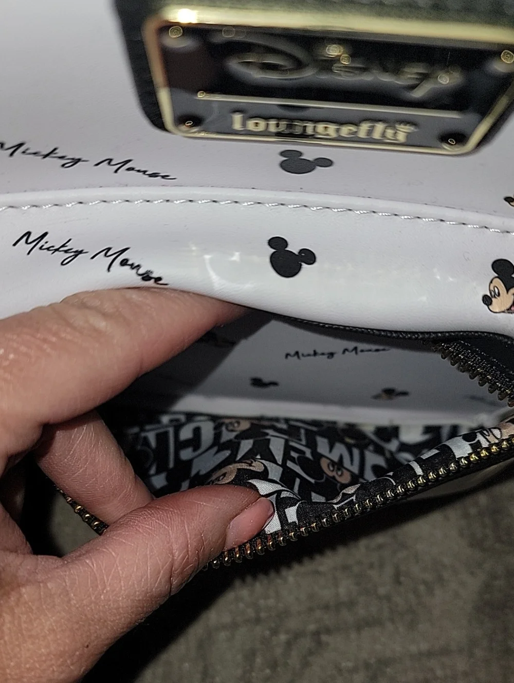 Loungefly White Mickey Mouse Mini Backpack with Black Ears